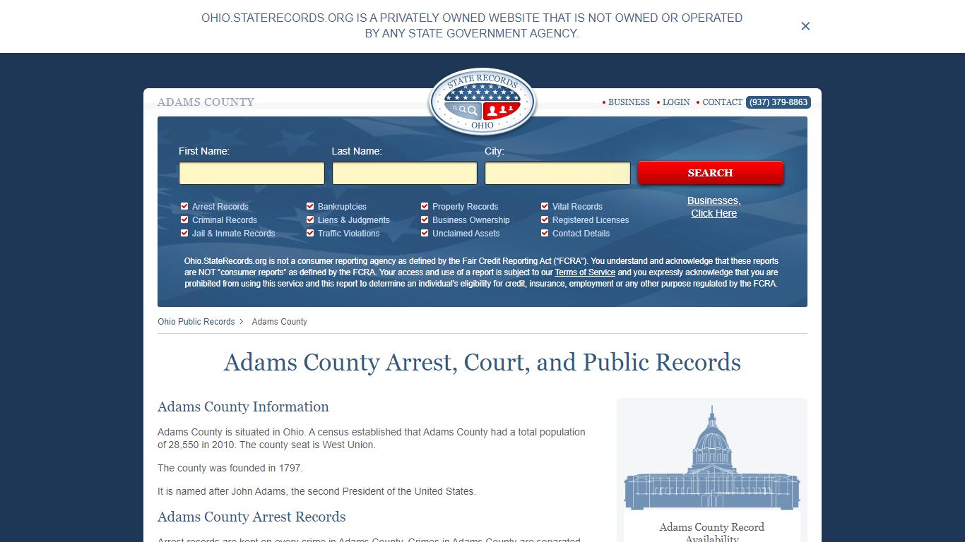 Adams County Arrest, Court, and Public Records